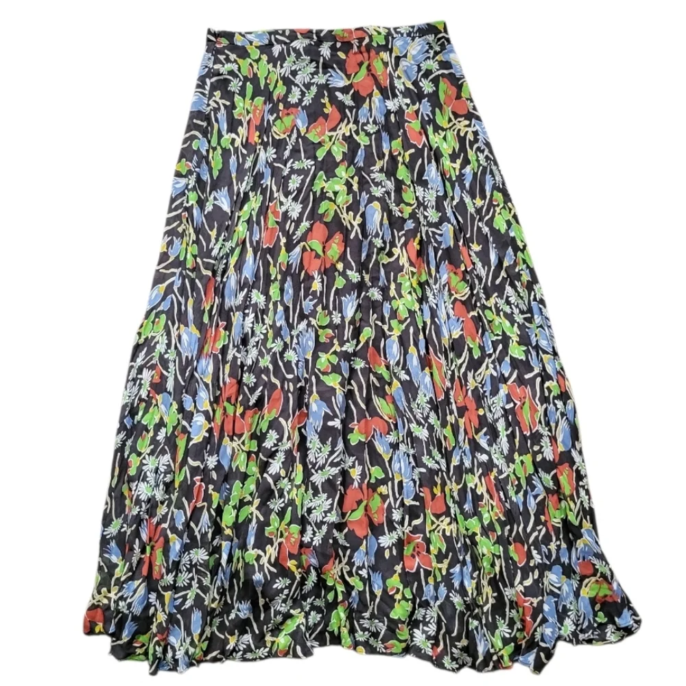 NWT Anthropologie Denise A Line Maxi Skirt Floral Garden Boho Black Multi 8